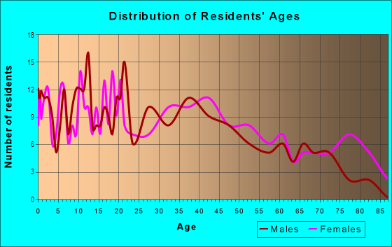 Age and Sex of Residents in Downtown Streator in Streator, IL