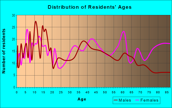 Age and Sex of Residents in Thornton Junction in South Holland, IL