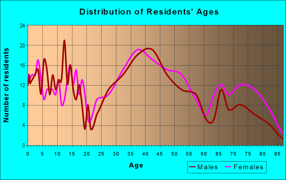 Age and Sex of Residents in Downtown in Mount Prospect, IL