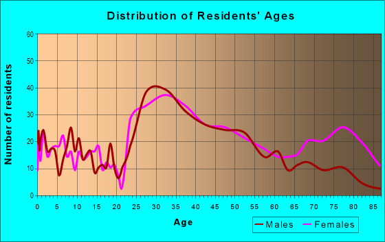 Age and Sex of Residents in Central Business District in Arlington Heights, IL