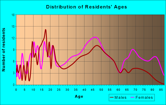 Age and Sex of Residents in Southmoor in Merrillville, IN