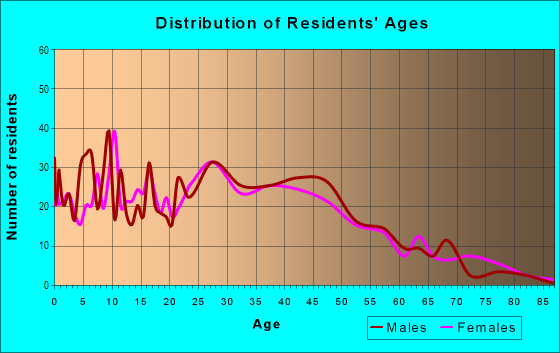 Age and Sex of Residents in Fields Corner East in Boston, MA
