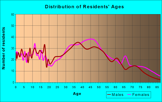 Age and Sex of Residents in Haywardville in Stoneham, MA