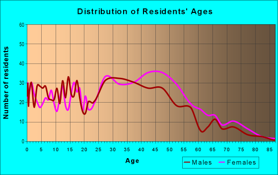 Age and Sex of Residents in Southeast in Ann Arbor, MI