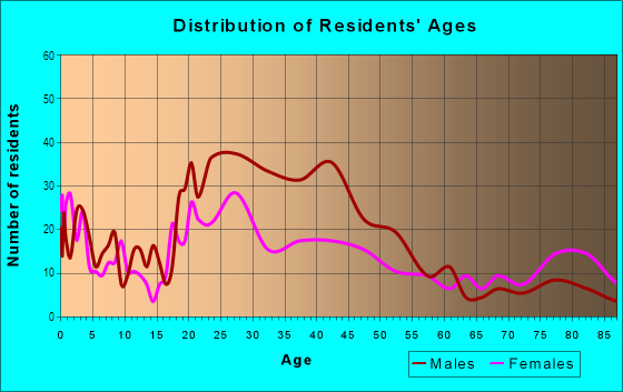 Age and Sex of Residents in Downtown in Mesa, AZ