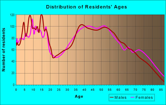 Age and Sex of Residents in China Lake in Ridgecrest, CA