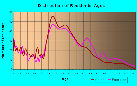 Age and Sex of Residents in Downtown Belmont in Belmont, CA