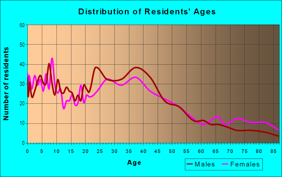 Age and Sex of Residents in Factory Outlets in Camarillo, CA
