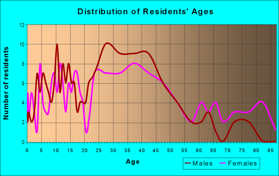 Age and Sex of Residents in Downtown Ridgewood in Ridgewood, NJ