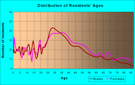Age and Sex of Residents in Downtown Tarrytown in Tarrytown, NY