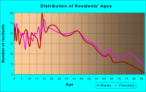 Age and Sex of Residents in Downtown New Philadelphia in New Philadelphia, OH