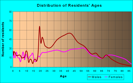 Age and Sex of Residents in Downtown in Akron, OH