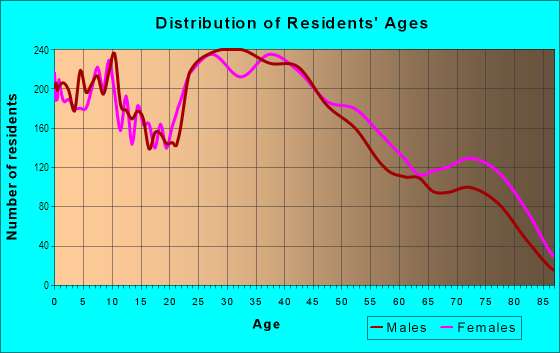 Age and Sex of Residents in South Side in Allentown, PA