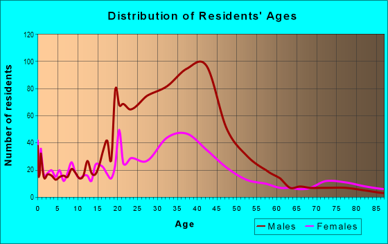Age and Sex of Residents in Stemmons Corridor in Dallas, TX