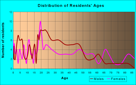 Age and Sex of Residents in Downtown Sulphur Springs in Sulphur Springs, TX