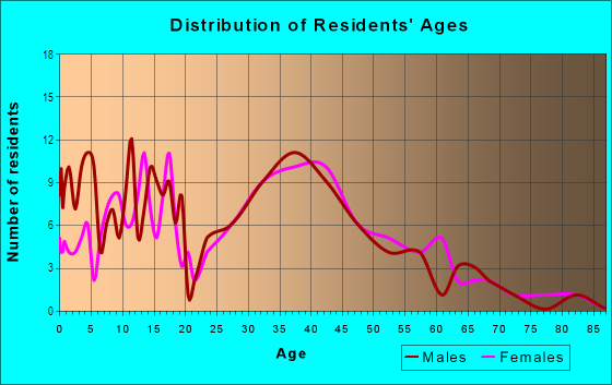 Age and Sex of Residents in Young's Mill in Newport News, VA