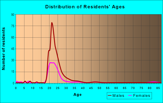 Age and Sex of Residents in Downtown in Blacksburg, VA