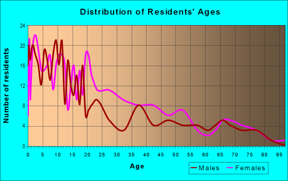 Age and Sex of Residents in Triangle North in Milwaukee, WI