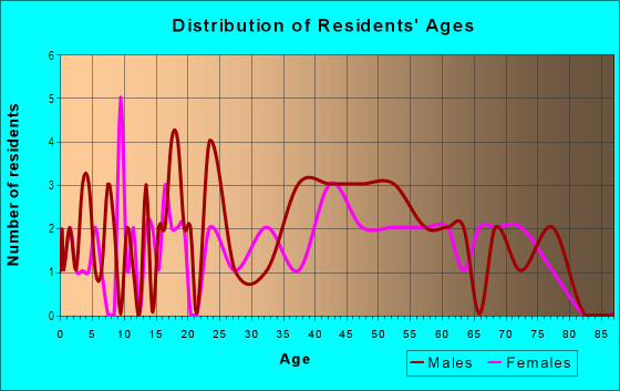 Age and Sex of Residents in Copper Mountain East in Twentynine Palms, CA