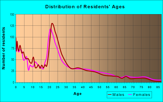 Age and Sex of Residents in Four Corners in Twentynine Palms, CA