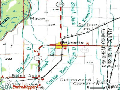Monette topographic map