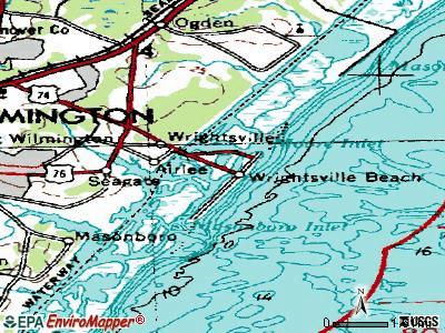 1962 New Hanover County North Carolina Fishing Map Wrightsville