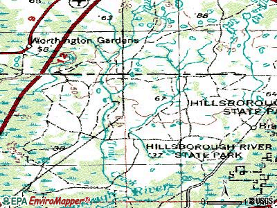 Hillsborough County topographic map, elevation, terrain